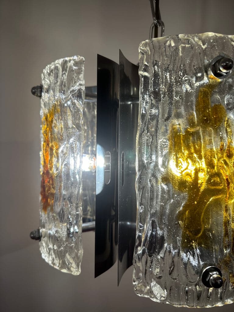 Stunning Italian Mazzega Chrome Murano Glass Pendant Light, 1960s