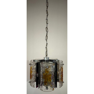 Stunning Italian Mazzega Chrome Murano Glass Pendant Light, 1960s