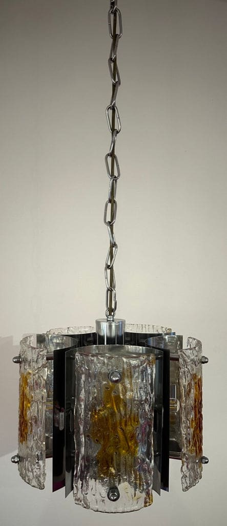 Stunning Italian Mazzega Chrome Murano Glass Pendant Light, 1960s