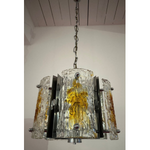 Stunning Italian Mazzega Chrome Murano Glass Pendant Light, 1960s