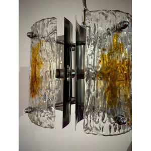 Stunning Italian Mazzega Chrome Murano Glass Pendant Light, 1960s