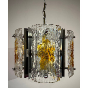 Stunning Italian Mazzega Chrome Murano Glass Pendant Light, 1960s