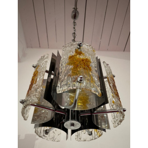 Stunning Italian Mazzega Chrome Murano Glass Pendant Light, 1960s