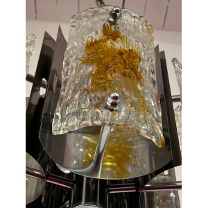 Stunning Italian Mazzega Chrome Murano Glass Pendant Light, 1960s