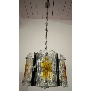 Stunning Italian Mazzega Chrome Murano Glass Pendant Light, 1960s