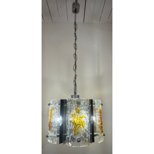 Stunning Italian Mazzega Chrome Murano Glass Pendant Light, 1960s