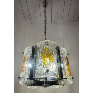 Stunning Italian Mazzega Chrome Murano Glass Pendant Light, 1960s