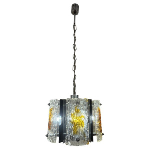 Stunning Italian Mazzega Chrome Murano Glass Pendant Light, 1960s
