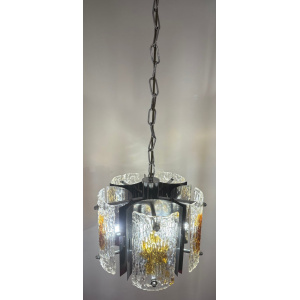 Stunning Italian Mazzega Chrome Murano Glass Pendant Light, 1960s