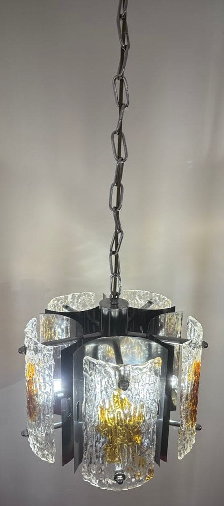Stunning Italian Mazzega Chrome Murano Glass Pendant Light, 1960s