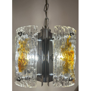 Stunning Italian Mazzega Chrome Murano Glass Pendant Light, 1960s