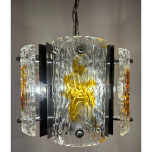 Stunning Italian Mazzega Chrome Murano Glass Pendant Light, 1960s