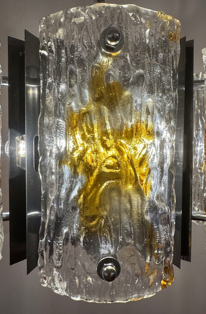 Stunning Italian Mazzega Chrome Murano Glass Pendant Light, 1960s