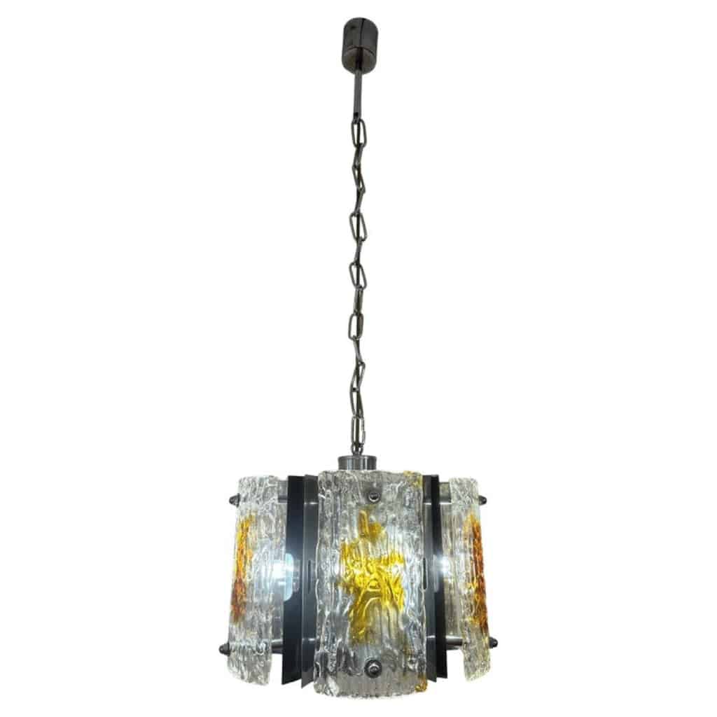 Stunning Italian Mazzega Chrome Murano Glass Pendant Light, 1960s