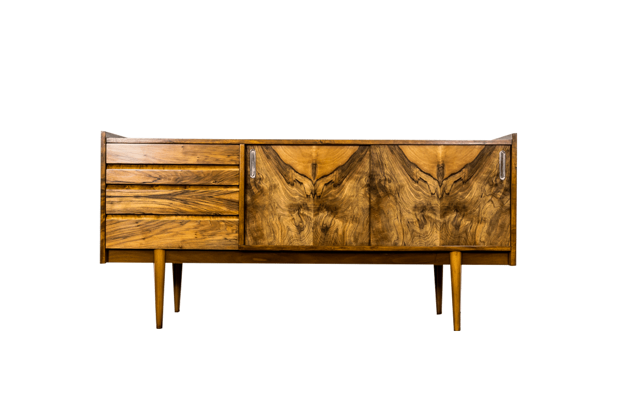 Restored Walnut Sideboard From Bytomskie Furniture Factory, 1960s