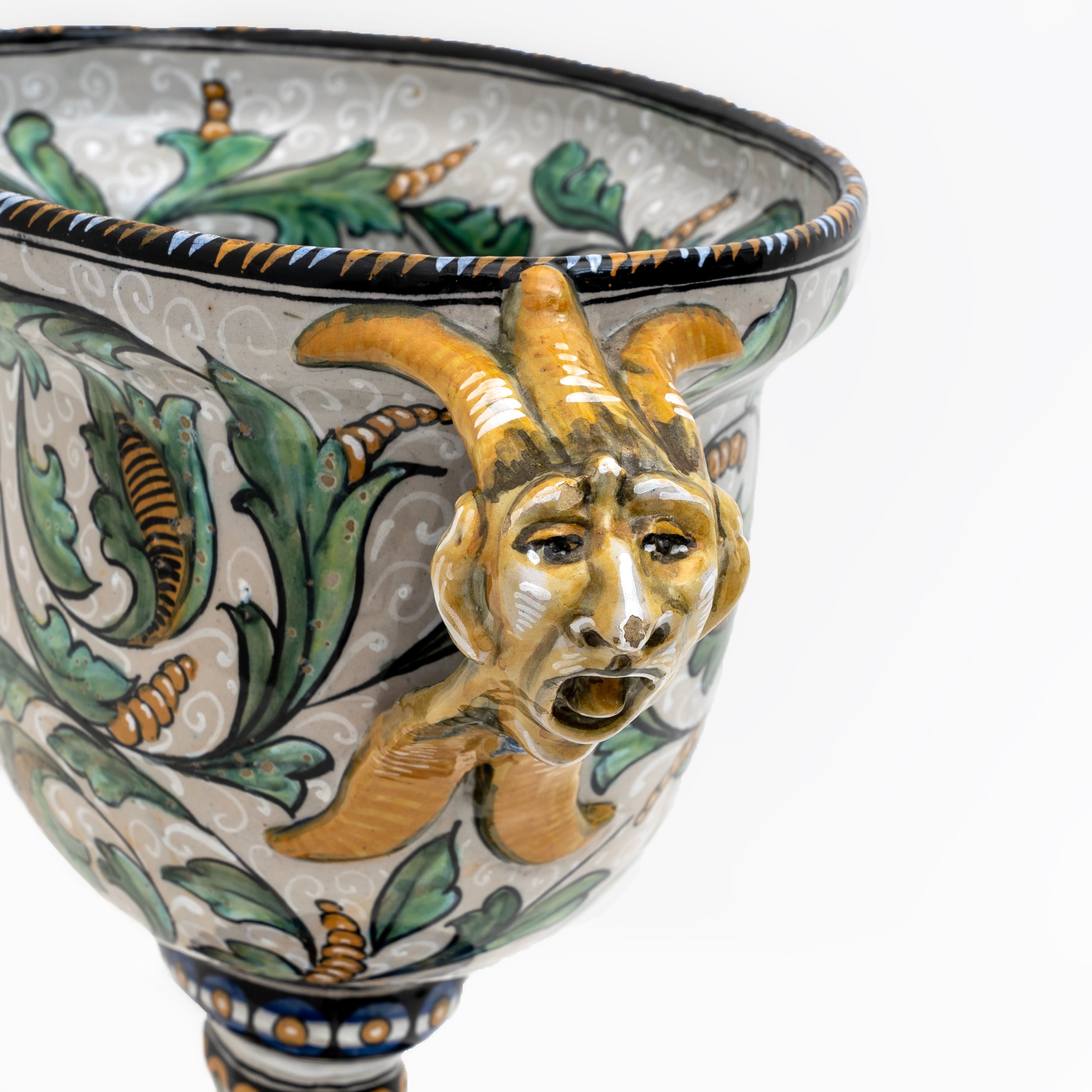 Manufactory "Maiolica Artistica Pesarese "MAP" Two-Handled Vase 1920s Italy
