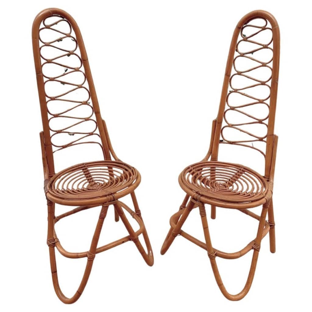 Vintage Rattan Chairs By Dirk Van Sliedrecht For Rohe Noordwolde, 1960s