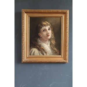 Antique 19th Century Fine Art Portraiture of Maiden