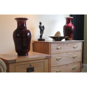 Antique Chinese Yongzhen, Flambé glaze, Sang de Boeuf vases. Pair available.