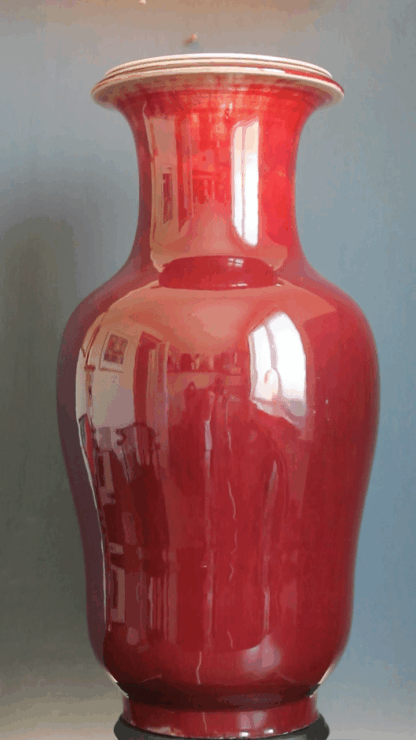 Antique Chinese Yongzhen, Flambé glaze, Sang de Boeuf vases. Pair available.
