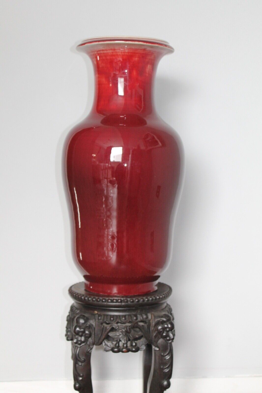 Antique Chinese Yongzhen, Flambé glaze, Sang de Boeuf vases. Pair available.