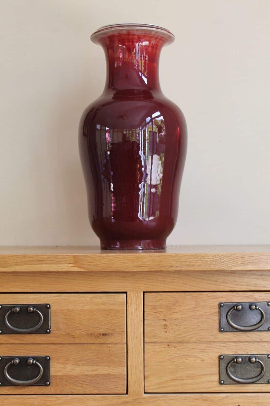 Antique Chinese Yongzhen, Flambé glaze, Sang de Boeuf vases. Pair available.