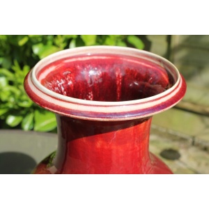 Antique Chinese Yongzhen, Flambé glaze, Sang de Boeuf vases. Pair available.