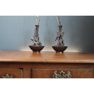 Antique Japanese Genryu Sai Saeya Bronze Dragon Vases. A Pair. Mid 19th C