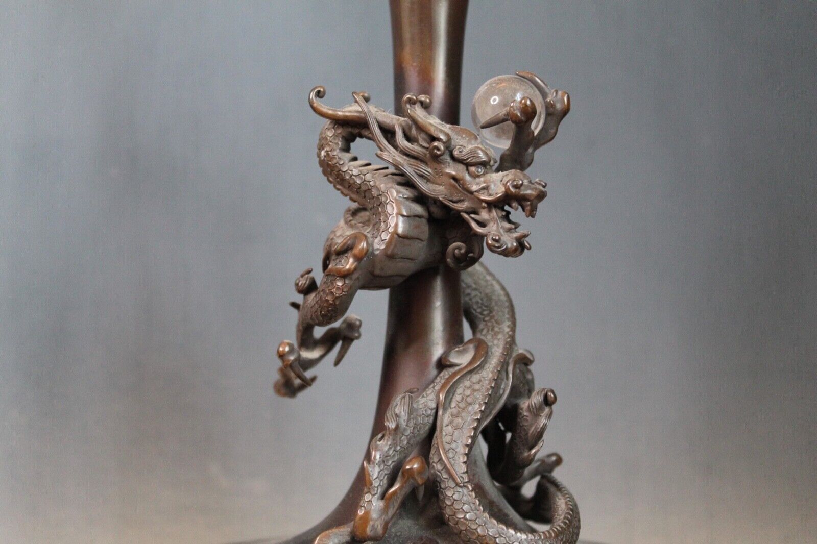 Antique Japanese Genryu Sai Saeya Bronze Dragon Vases. A Pair. Mid 19th C