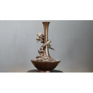 Antique Japanese Genryu Sai Saeya Bronze Dragon Vases. A Pair. Mid 19th C