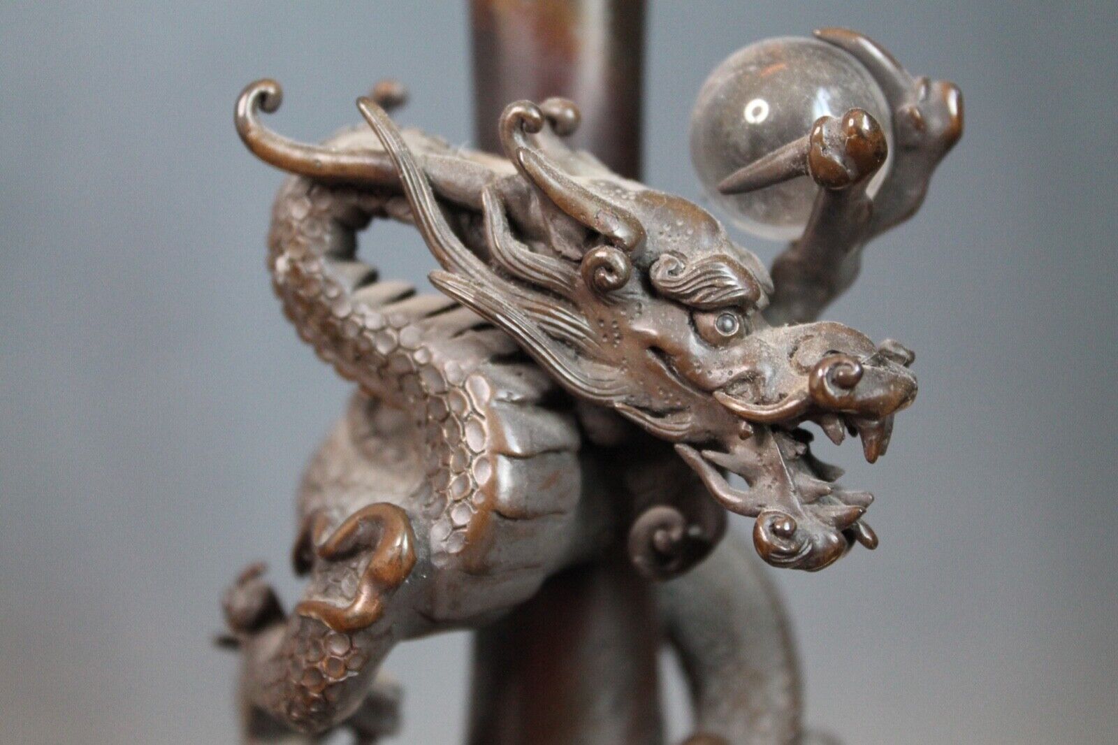 Antique Japanese Genryu Sai Saeya Bronze Dragon Vases. A Pair. Mid 19th C