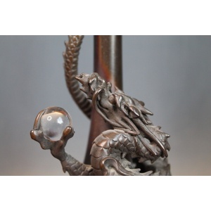 Antique Japanese Genryu Sai Saeya Bronze Dragon Vases. A Pair. Mid 19th C
