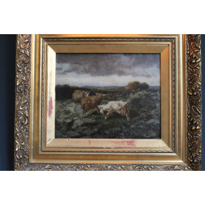 Antique Oil painting on wood panel