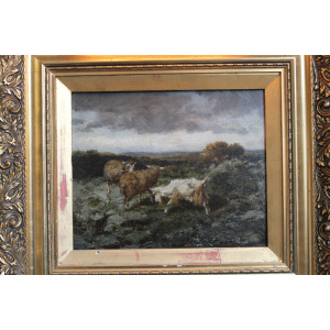Antique Oil painting on wood panel