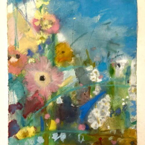 Beautiful Large Painting Of Summer Garden Blooms In Pastels On Heavy Watercolour Paper Signed By London Artist Belinda Woods