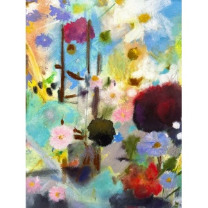 Beautiful Large Painting Of Summer Garden Blooms In Pastels On Heavy Watercolour Paper Signed By London Artist Belinda Woods