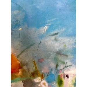 Beautiful Large Painting Of Summer Garden Blooms In Pastels On Heavy Watercolour Paper Signed By London Artist Belinda Woods