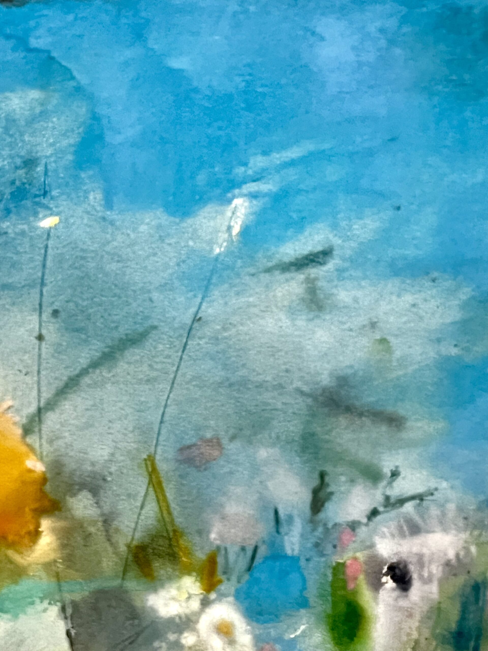 Beautiful Large Painting Of Summer Garden Blooms In Pastels On Heavy Watercolour Paper Signed By London Artist Belinda Woods