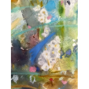 Beautiful Large Painting Of Summer Garden Blooms In Pastels On Heavy Watercolour Paper Signed By London Artist Belinda Woods