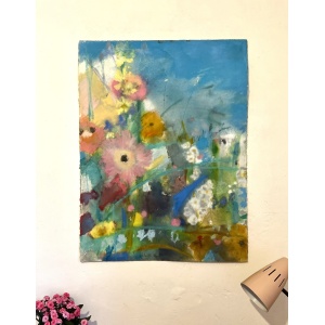 Beautiful Large Painting Of Summer Garden Blooms In Pastels On Heavy Watercolour Paper Signed By London Artist Belinda Woods
