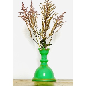 Fabulous Antique Mid C19th Baccarat French Green Opaline Glass Bell Shaped Scent Bottle Can Be Used As A Vase