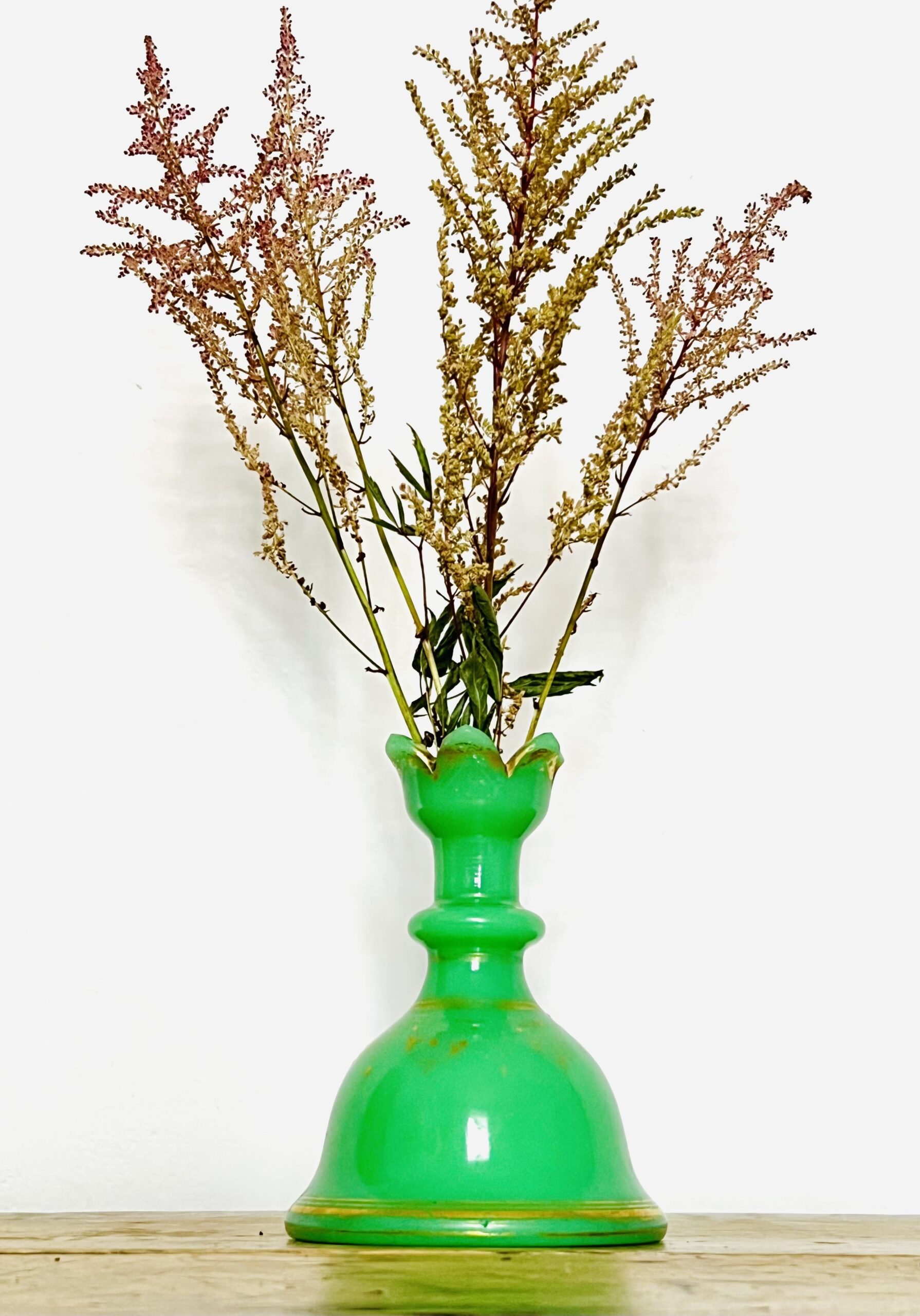 Fabulous Antique Mid C19th Baccarat French Green Opaline Glass Bell Shaped Scent Bottle Can Be Used As A Vase