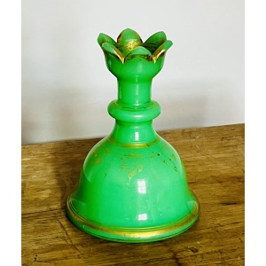 Fabulous Antique Mid C19th Baccarat French Green Opaline Glass Bell Shaped Scent Bottle Can Be Used As A Vase