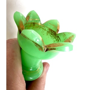 Fabulous Antique Mid C19th Baccarat French Green Opaline Glass Bell Shaped Scent Bottle Can Be Used As A Vase