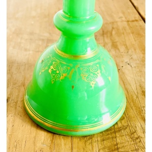 Fabulous Antique Mid C19th Baccarat French Green Opaline Glass Bell Shaped Scent Bottle Can Be Used As A Vase