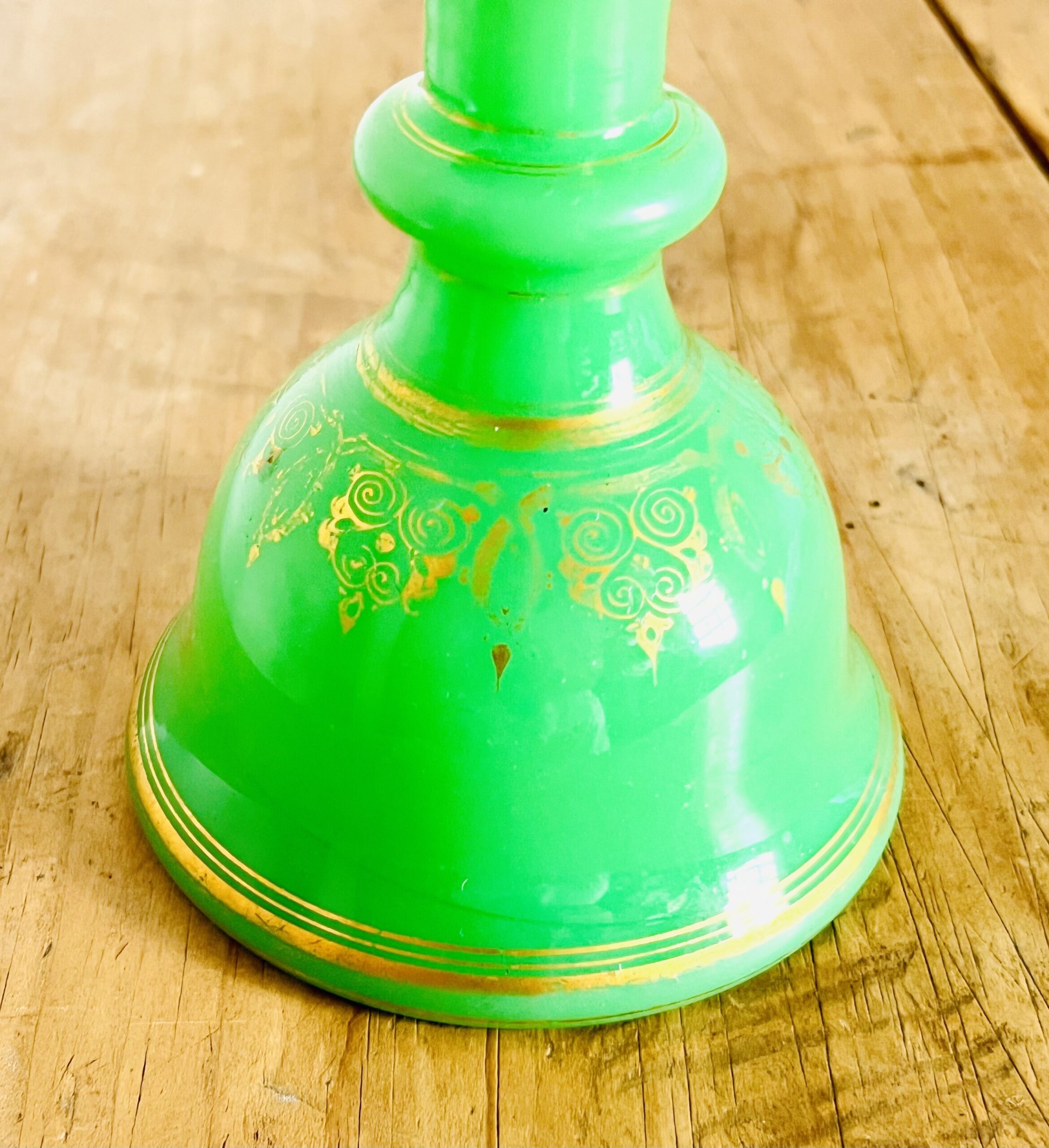 Fabulous Antique Mid C19th Baccarat French Green Opaline Glass Bell Shaped Scent Bottle Can Be Used As A Vase