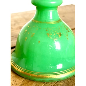 Fabulous Antique Mid C19th Baccarat French Green Opaline Glass Bell Shaped Scent Bottle Can Be Used As A Vase
