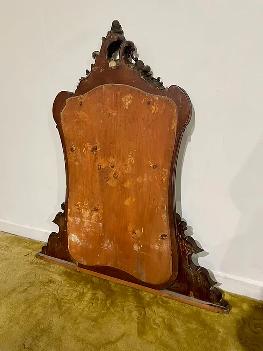 Victorian Ornate Mahogany Framed Bevel Edged Wall Mirror