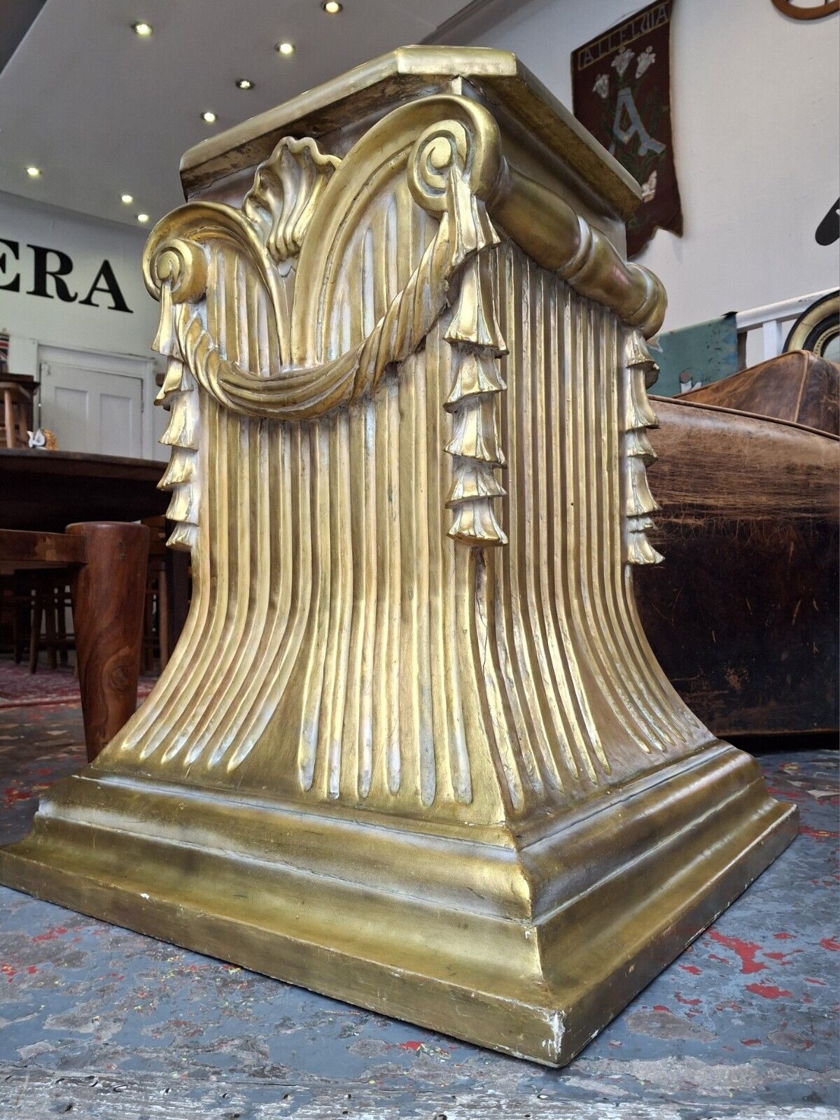 Late 19th Century Hand Carved Gilt Wood Plinth/Display Stand. Antique/Lamp Table
