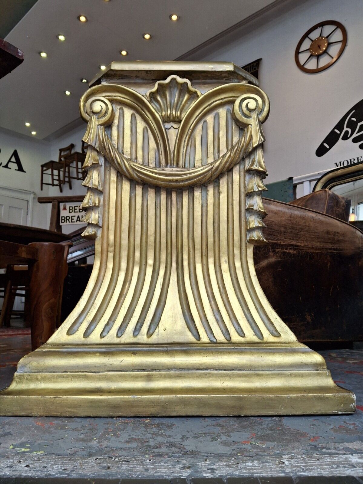 Late 19th Century Hand Carved Gilt Wood Plinth/Display Stand. Antique/Lamp Table